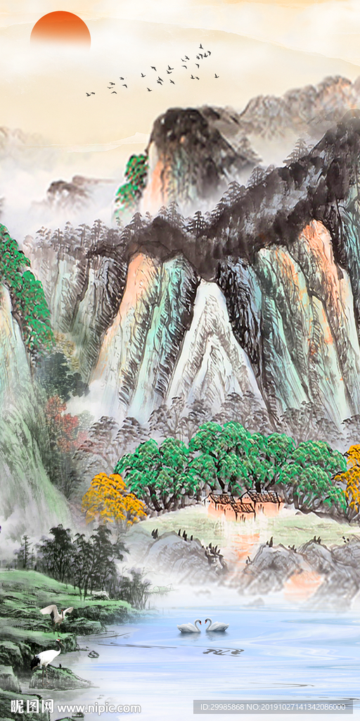 国画玄关极品山水 tif分层