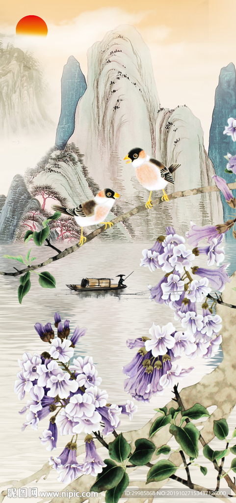 新中式玄关极品山水 tif分层