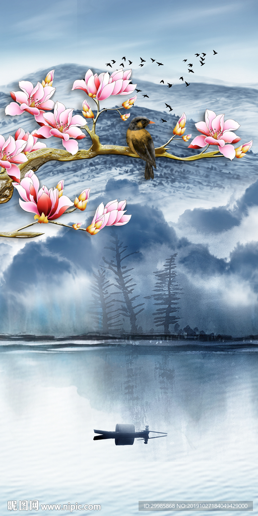 新品玄关风景山水 tif分层