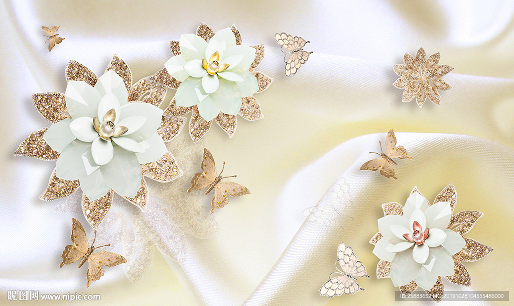 时尚鲜花珠宝电视背景墙