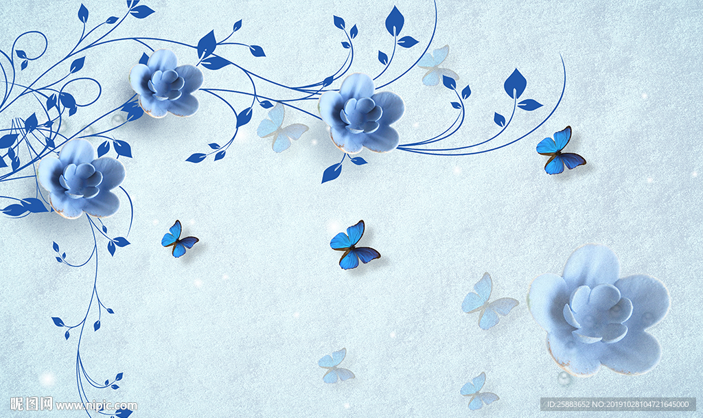 蝶恋花电视背景墙