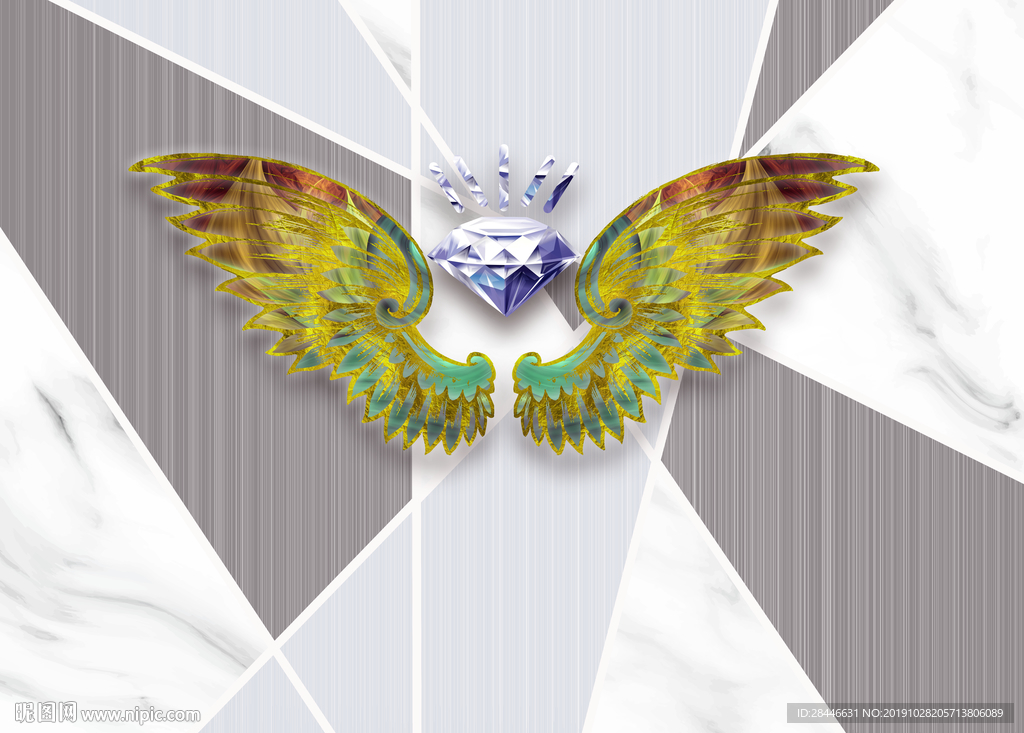 北欧大理石翅膀背景墙