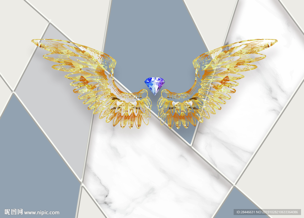 北欧大理石翅膀背景墙