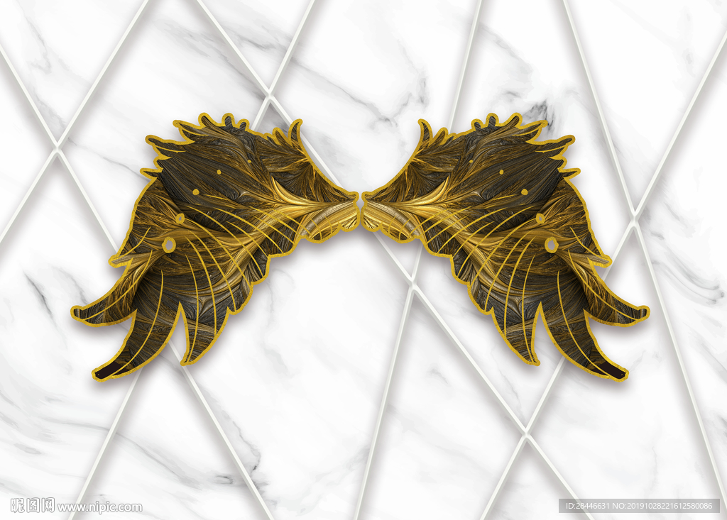 北欧大理石翅膀背景墙