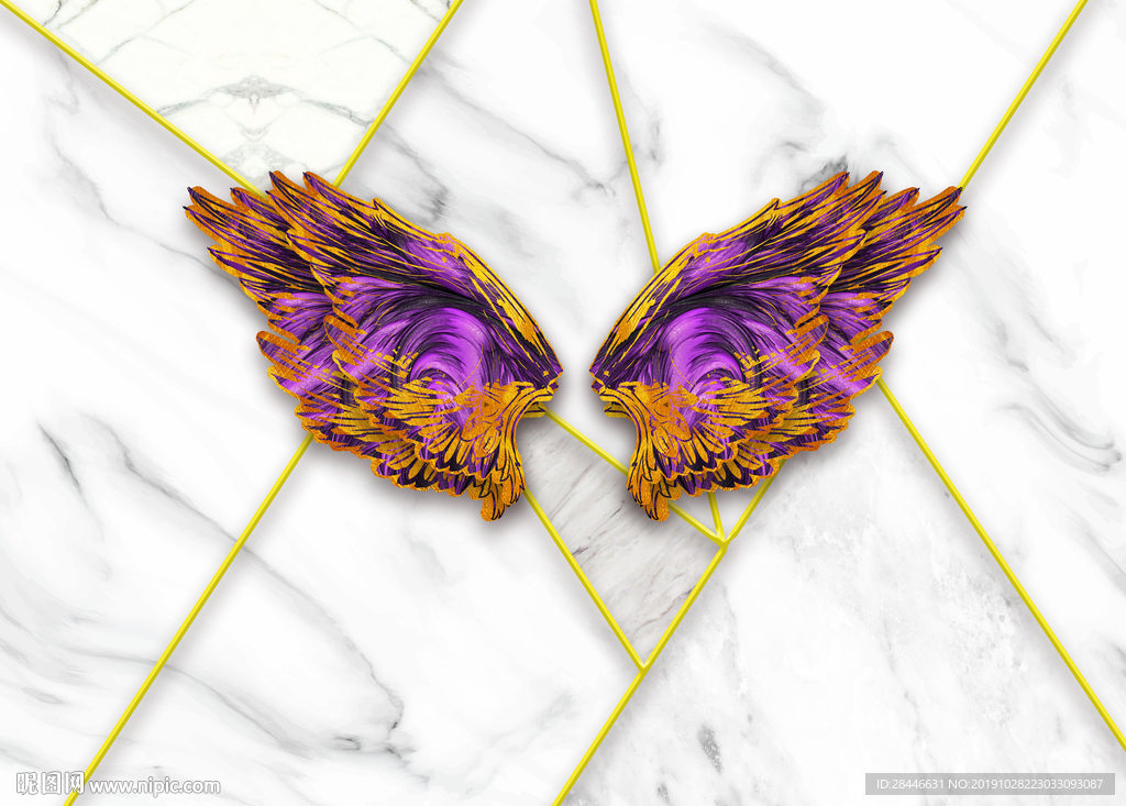 北欧大理石翅膀背景墙