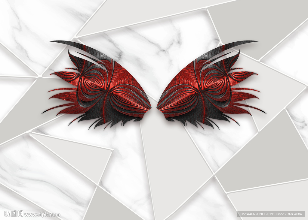 北欧大理石翅膀背景墙