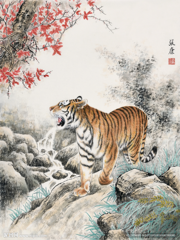 老虎国画装饰画