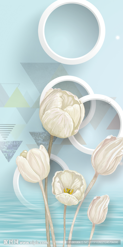 圆圈简欧新玄关画 TIF分层