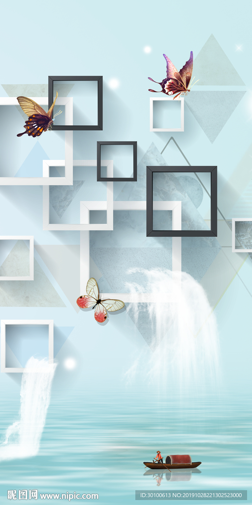 方框简欧新玄关画 TIF分层