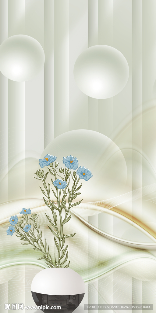 花瓶简欧新玄关画 TIF分层