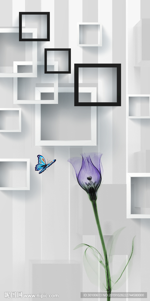 高档 方框玄关画 TIF分层