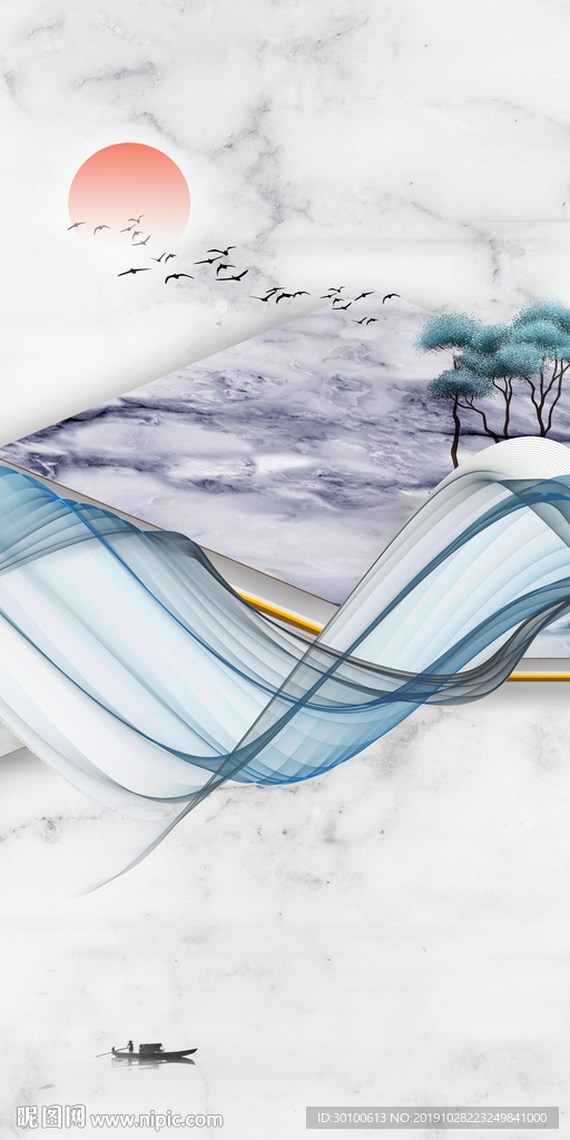 线条简欧新玄关画 TIF分层