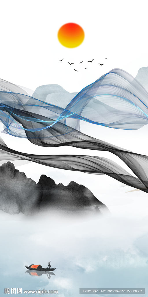 线条极品山水玄关 TIF分层