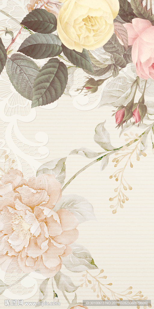 高档花纹新玄关画 TIF分层