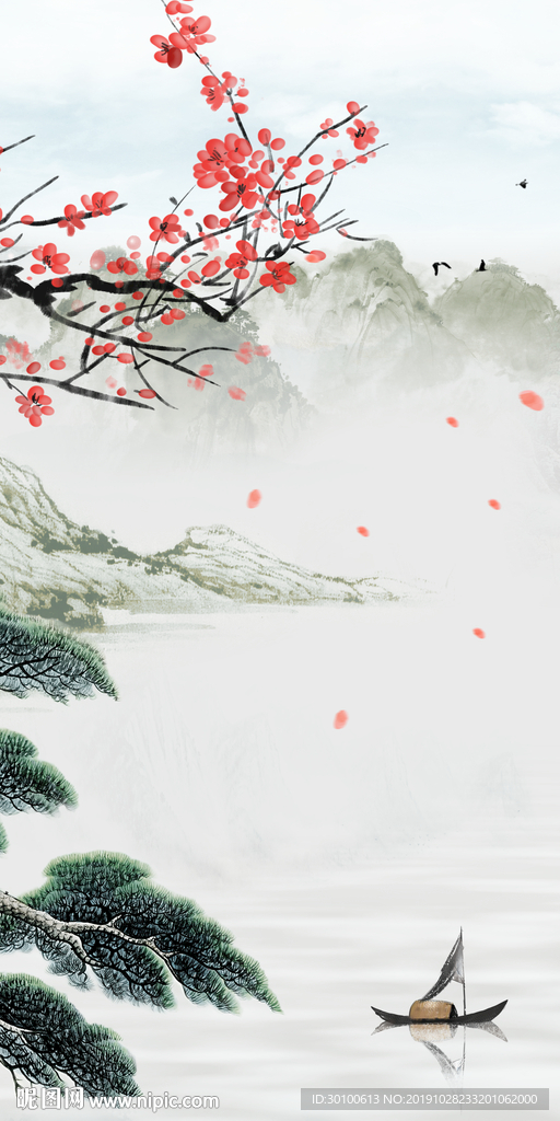 梅花极品山水玄关 TIF分层