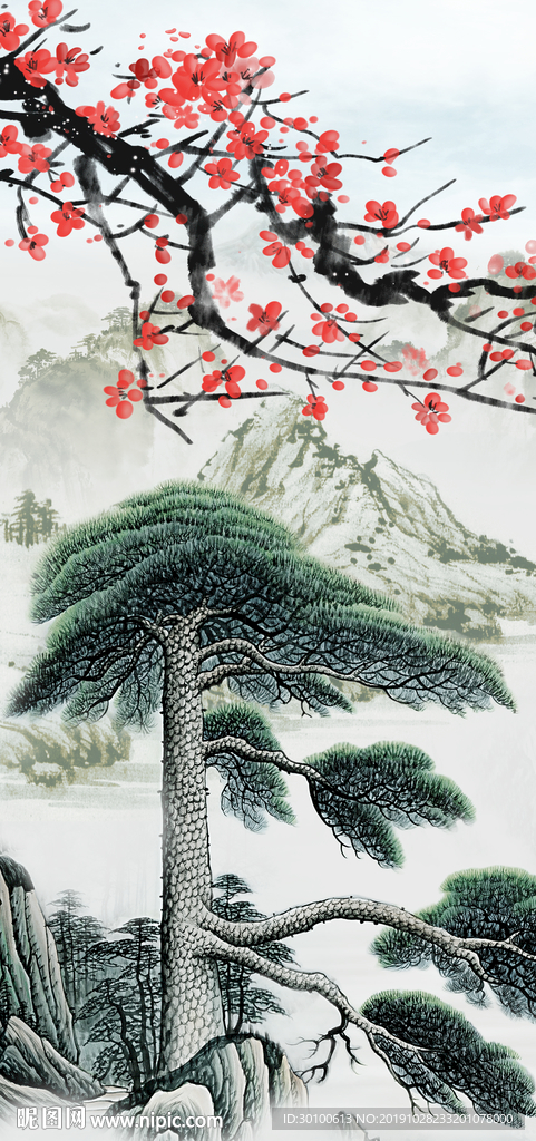 中式极品山水玄关 TIF分层