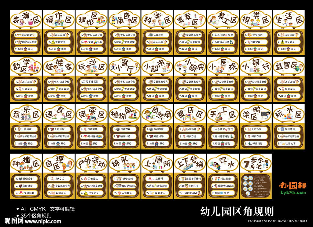 幼儿园区角规则共35个