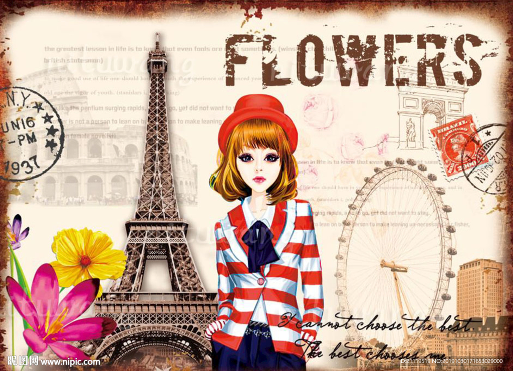 欧美复古风格设计高清分层素材