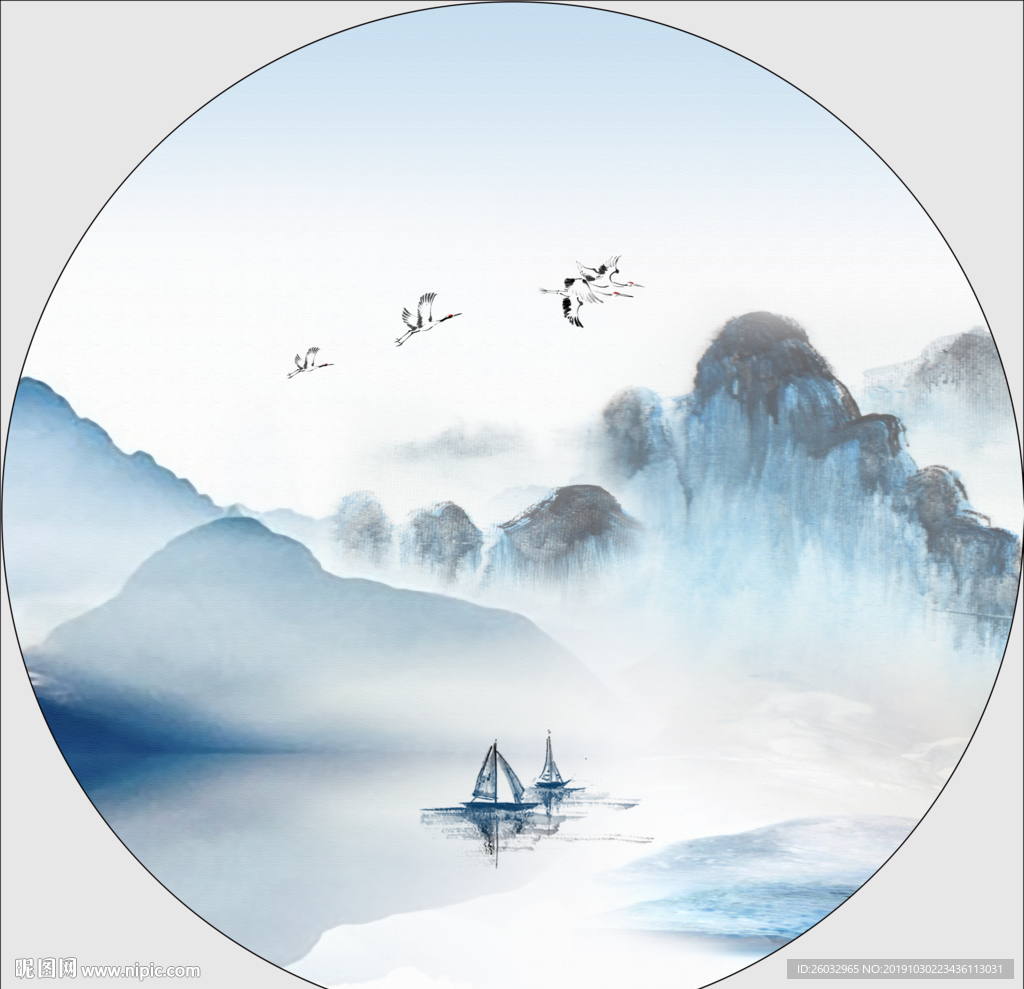 新中式现代水墨山水无框装饰画