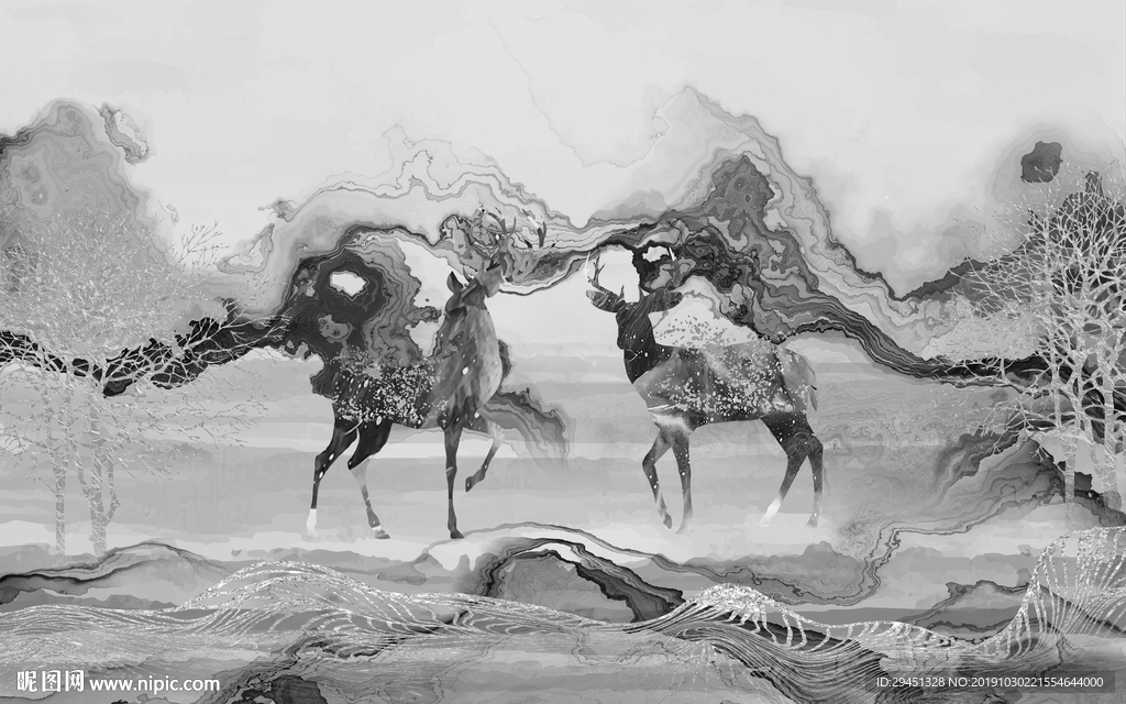 高清大气山水画 TIF分层