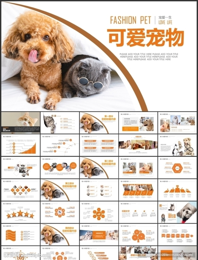 可爱宠物店动物医院PPT