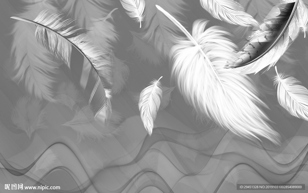 羽毛简欧新装饰画 TIF分层