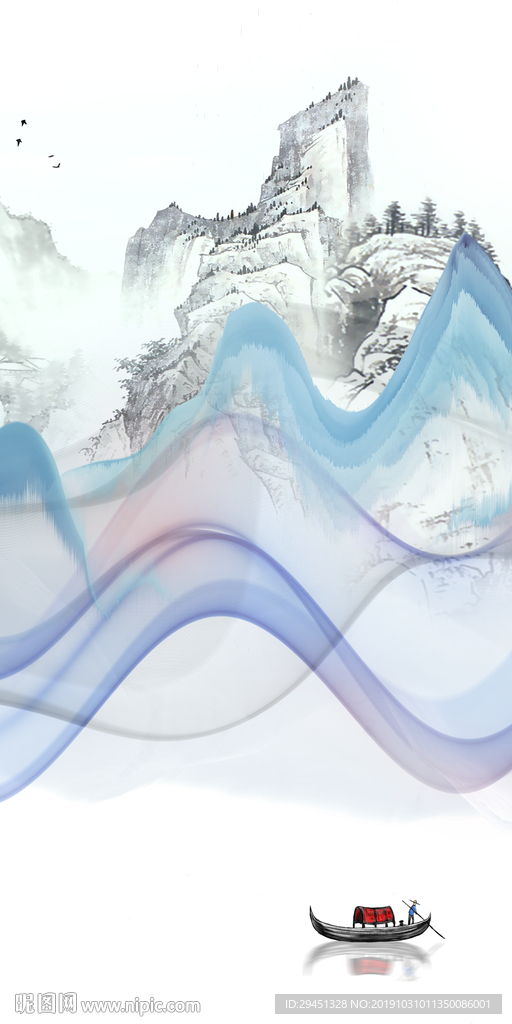 抽象新风景山水画 TIF分层