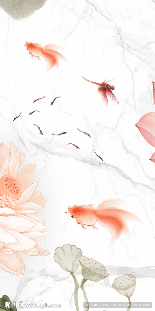 荷花新风景玄关画 TIF分层