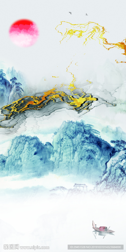 抽象新风景山水画 TIF分层