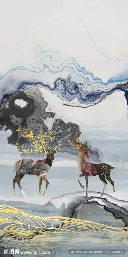 金线新风景山水画 TIF分层