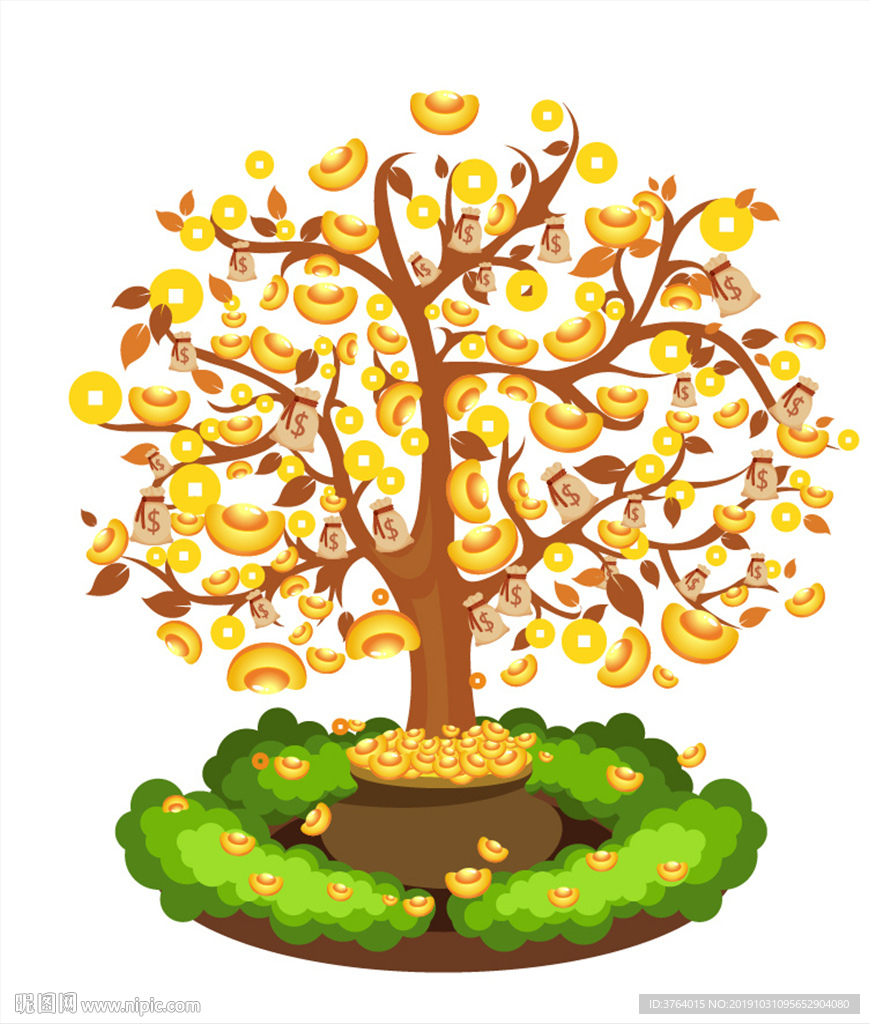 摇钱树 招财进宝 钱币 聚宝盆