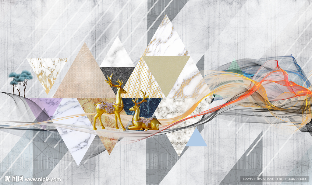 几何新款装饰画 TIF分层