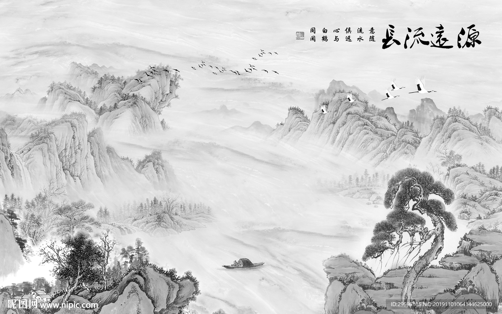 高档 客厅山水画 TIF分层