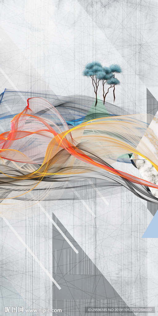 线条奢华新玄关画 TIF分层