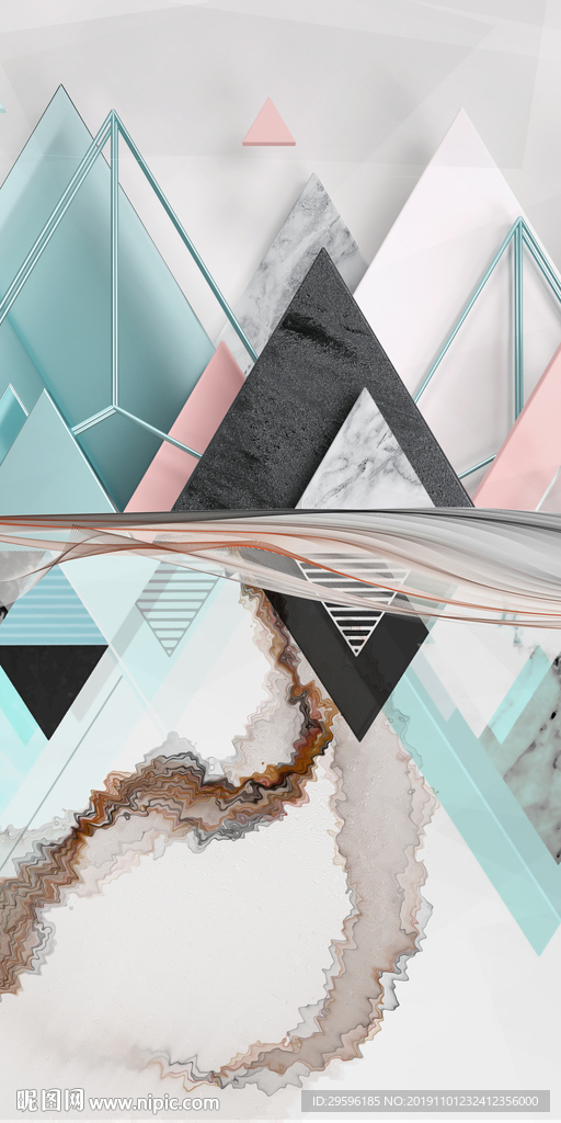 现代立体三角玄关画 TIF分层