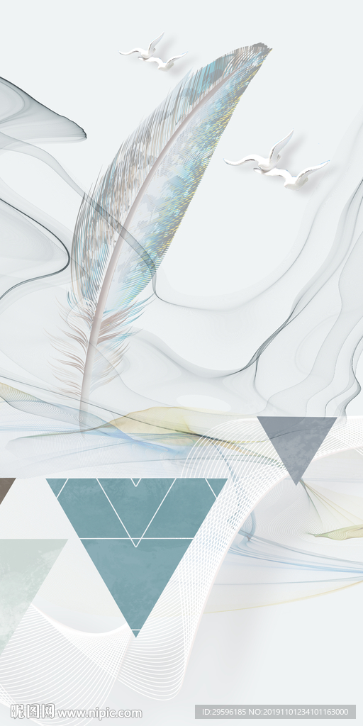 现代 羽毛新玄关画 TIF分层