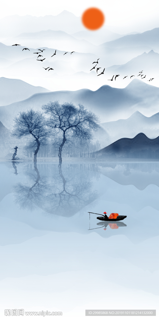 大气玄关山水画 tif分层