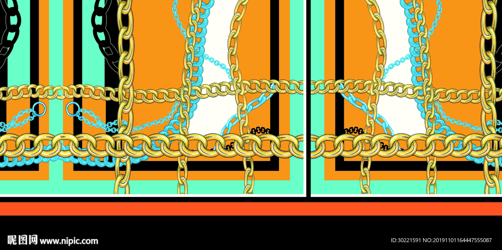 数码 印花 大牌花 高清 链条