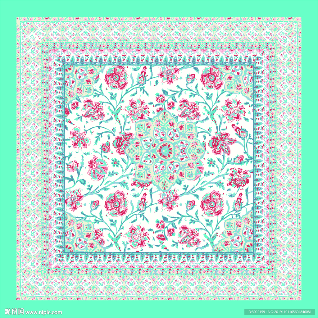 数码 印花 大牌花 高清 方巾