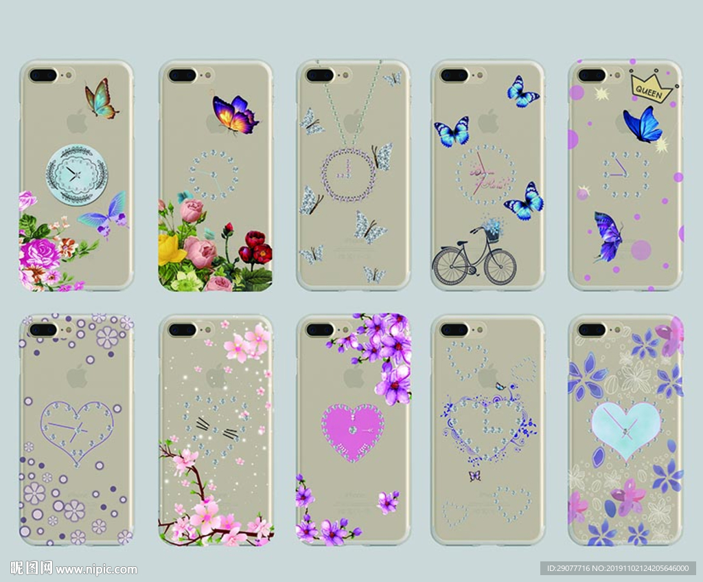 时钟蝴蝶心形设计