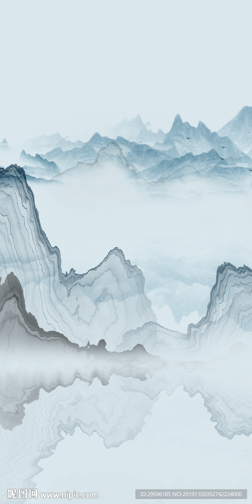 新中式新款玄关山水 TIF分层