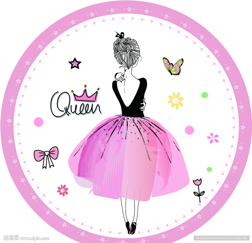 可爱小女孩圆形地垫