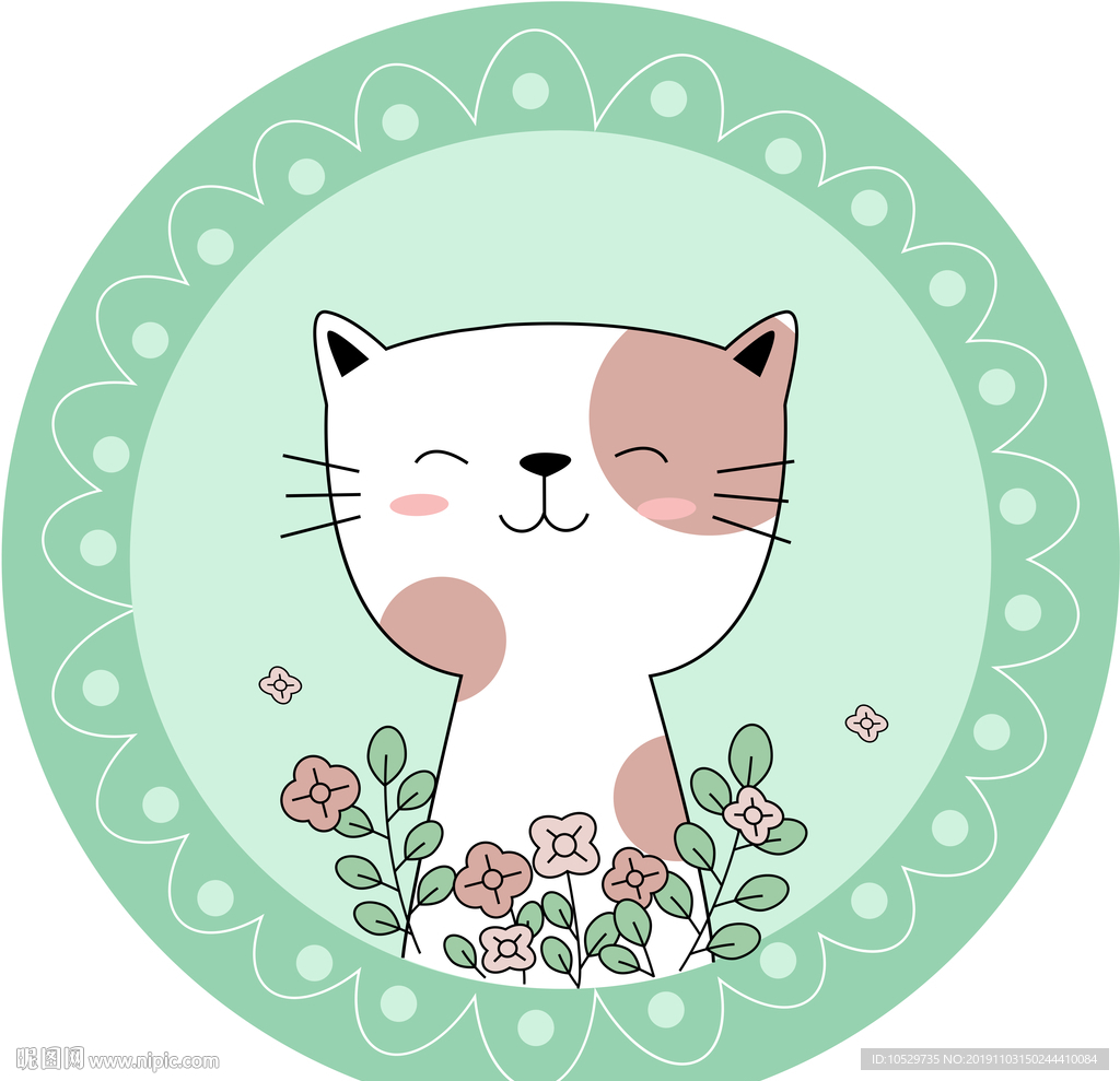 可爱猫咪圆形地垫