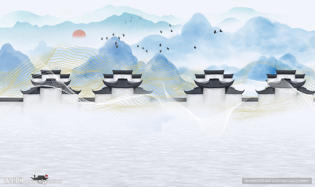 徽派奢华意境山水 TIF分层