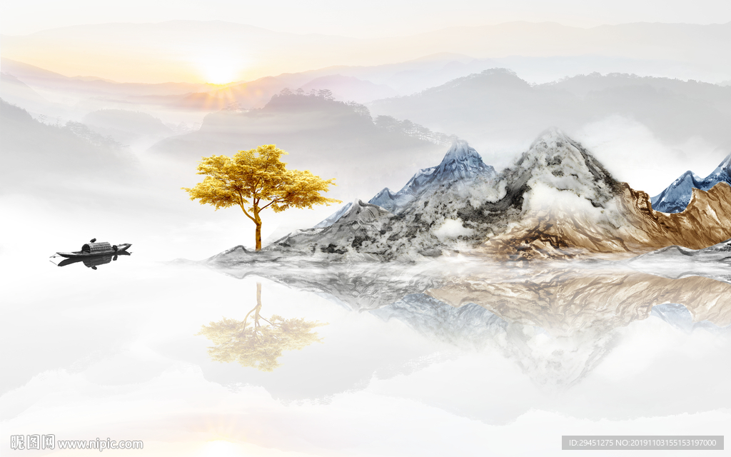 创意奢华意境山水 TIF分层