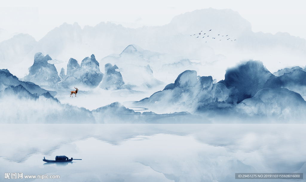 高档新中式意境山水 TIF分层