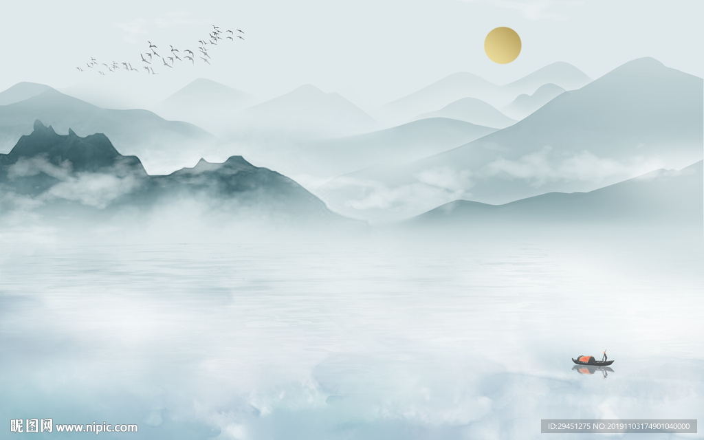 高档 奢华意境山水 TIF分层