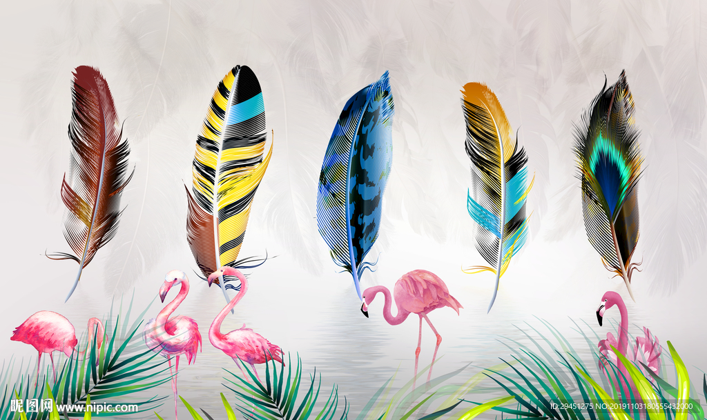 高清羽毛背景墙 TIF分层