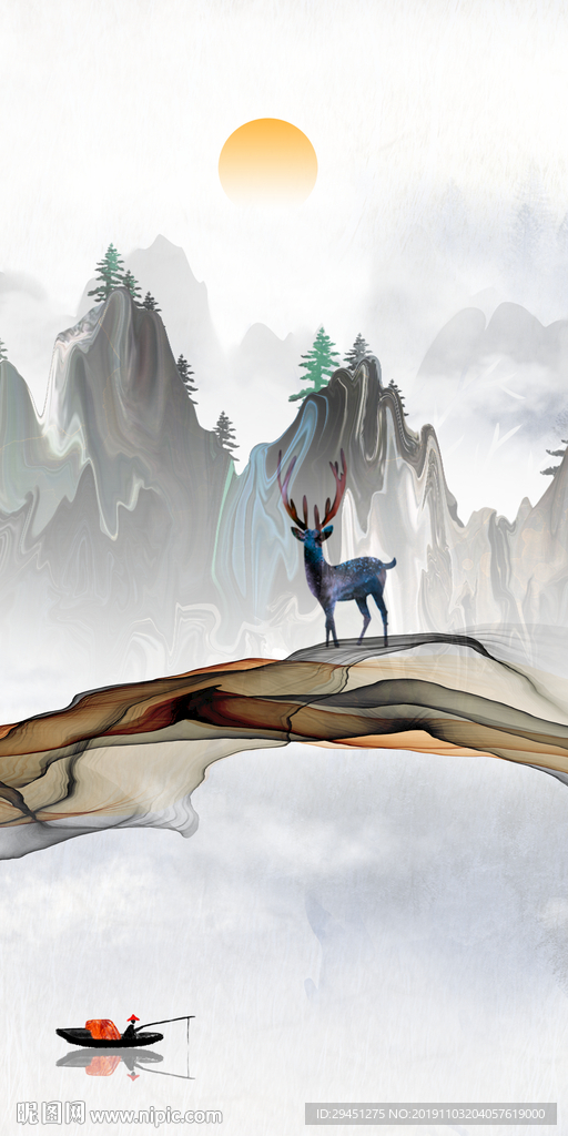 豪华玄关新山水画 TIF分层