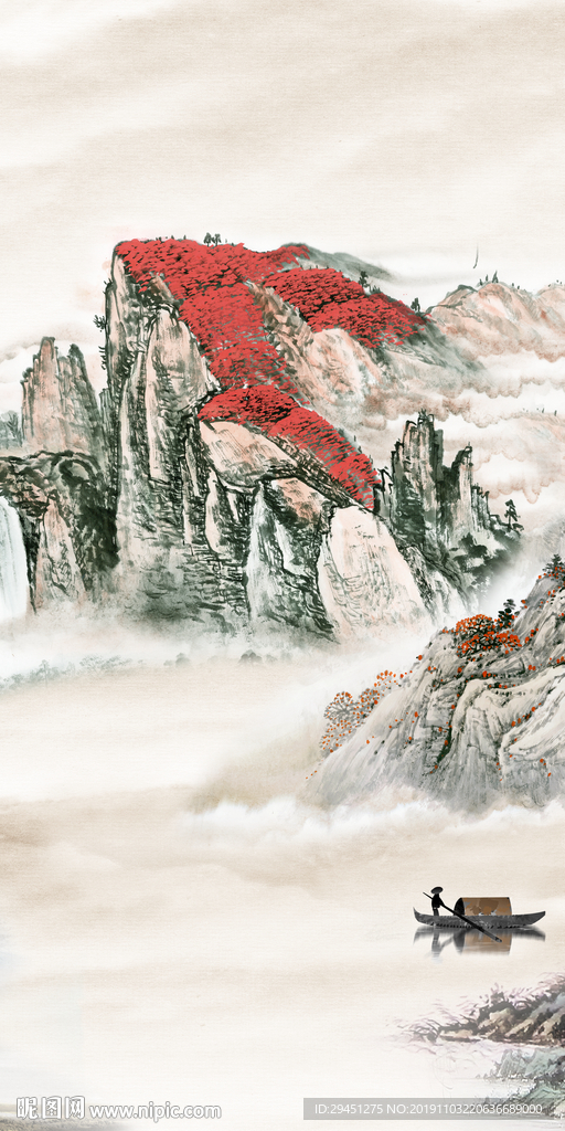 国画玄关新山水画 TIF分层